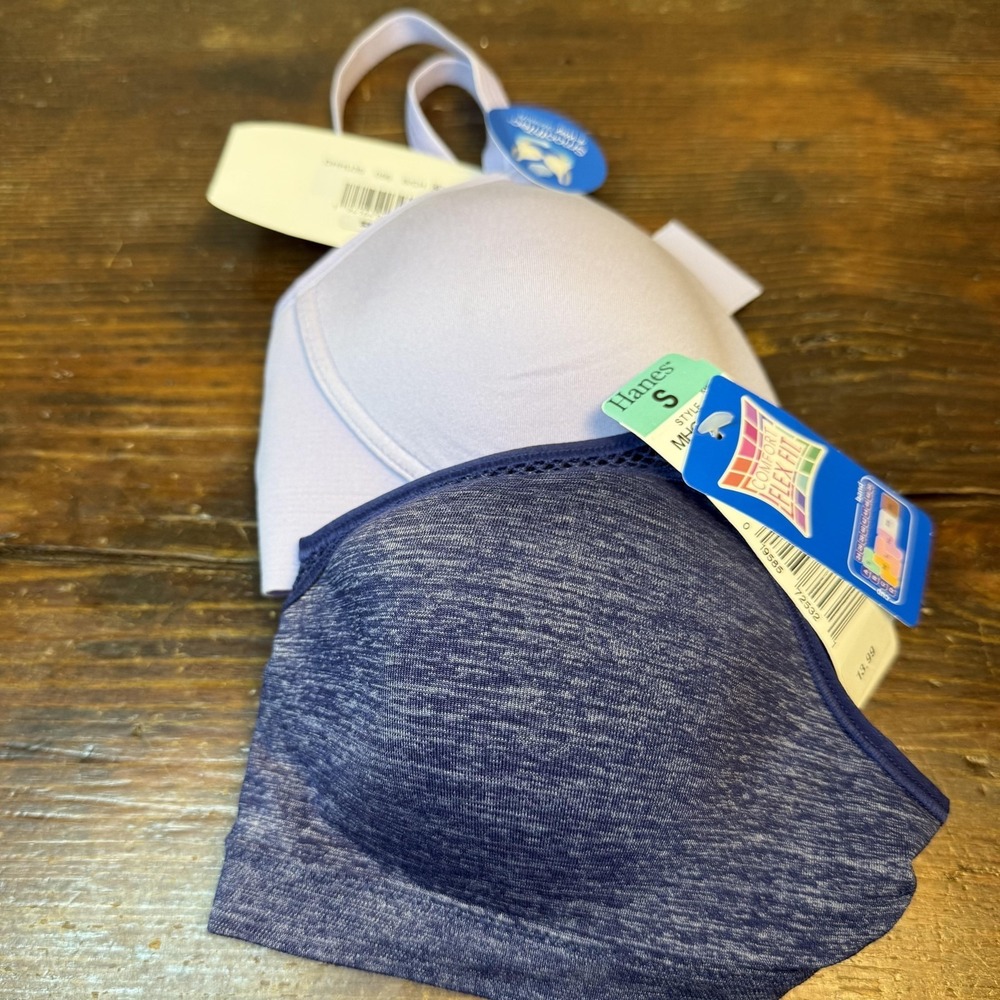 Hanes Bra Womens Small Multicolor Wireless Seamless T Shirt ComfortFlex 2 Pack